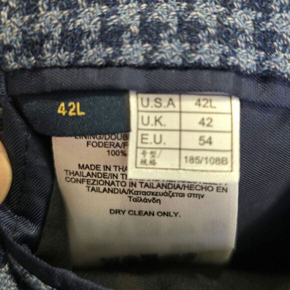 Brooks Brothers Men's Wool Regent Houndstooth Checked Blue Sports Coat Size 42L - Picture 8 of 9